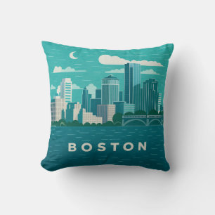 Coussin Paysage nocturne de la ville du Massachusetts Vi