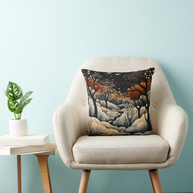 Coussin Paysage nocturne d'hiver (Chaise)