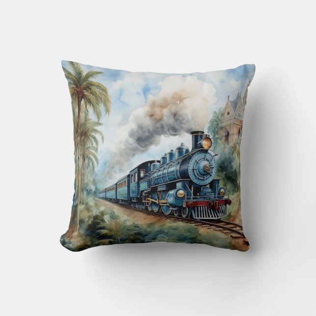 Coussin Paysage panoramique avec un train victorien (Recto)