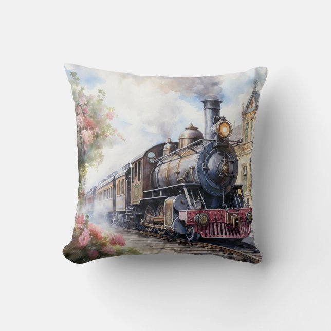 Coussin Paysage pittoresque avec un train victorien (Recto)