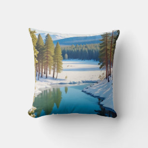 Coussin Paysage pittoresque Montagnes hiver Nature Calme