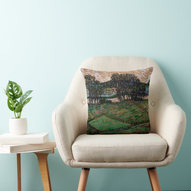 Coussin Paysage, Pont à travers Oise par Vincent van Gogh (Chaise)