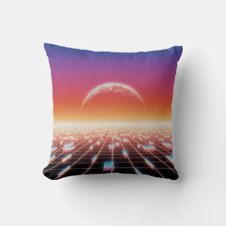 Coussin Paysage rétro-futuriste Synthwave