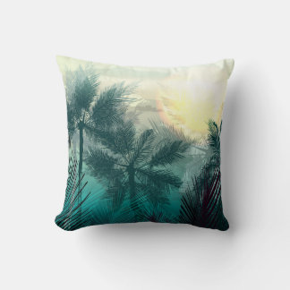 Coussin Paysage tropical de jungle avec palmiers et feuill