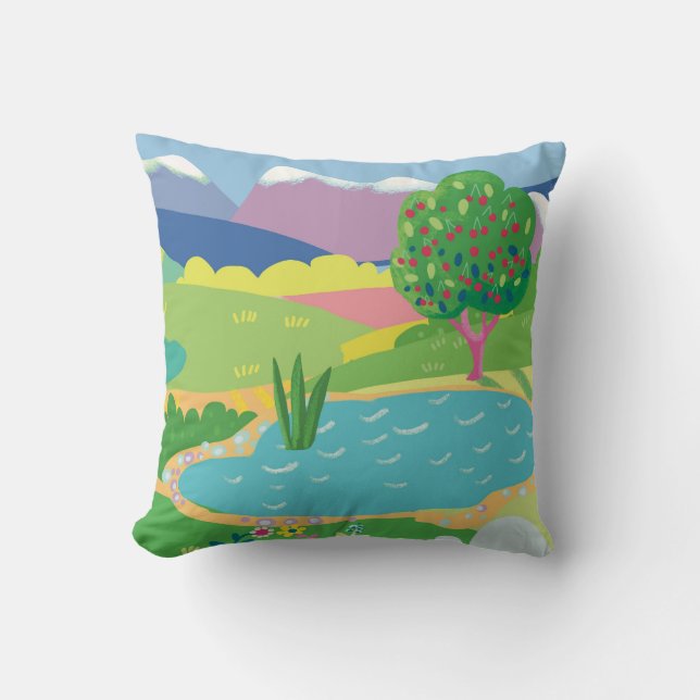 Coussin Paysage tropical d'été. Bonjour, été (Recto)
