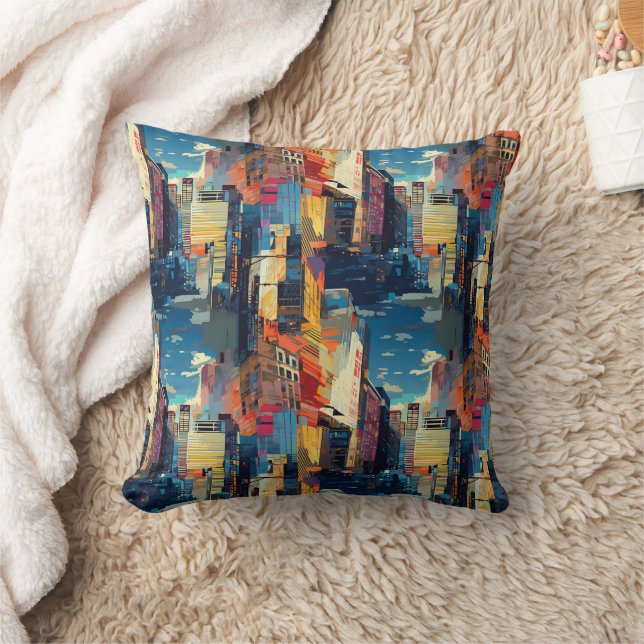 Coussin Paysage urbain cyberpunk abstrait (4) (Couverture)