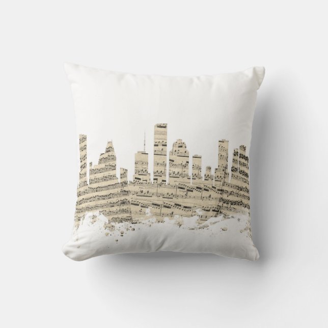 Coussin Paysage urbain de musique de feuille d'horizon de (Recto)