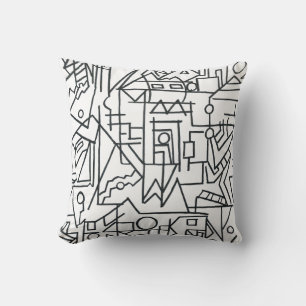 Coussin Paysage urbain - Géométrique moderne noir et blanc