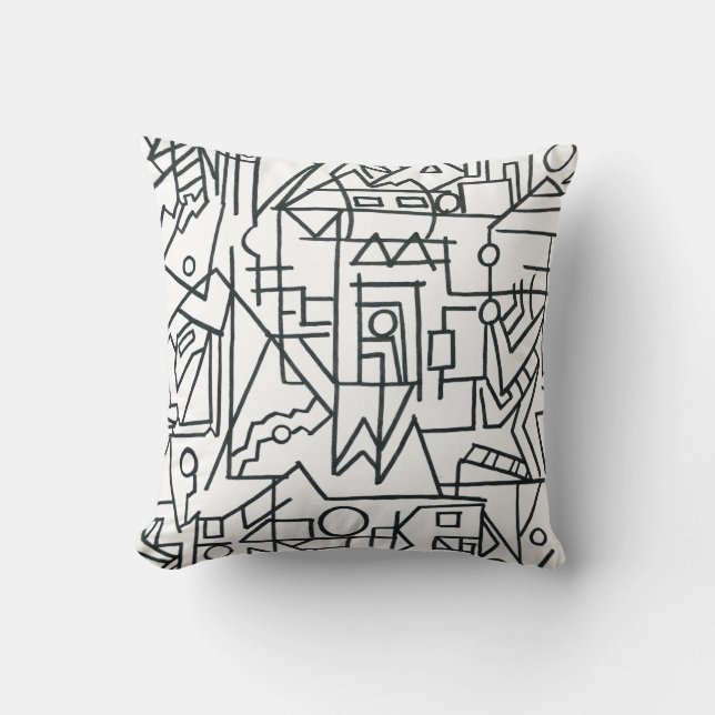 Coussin Paysage urbain - Géométrique moderne noir et blanc (Recto)