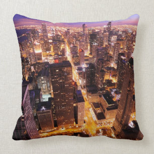 Coussin Paysage urbain la nuit de Chicago