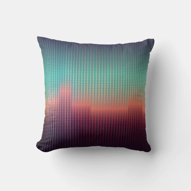 Coussin Paysage urbain numérique, carrés colorés. (Recto)