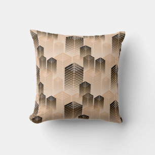 Coussin paysage urbain stylisé sans couture motif à sepia