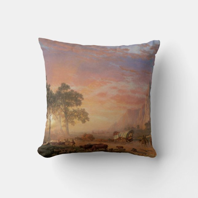 Coussin Paysage Vintage, Oregon Trail par Bierstadt (Recto)