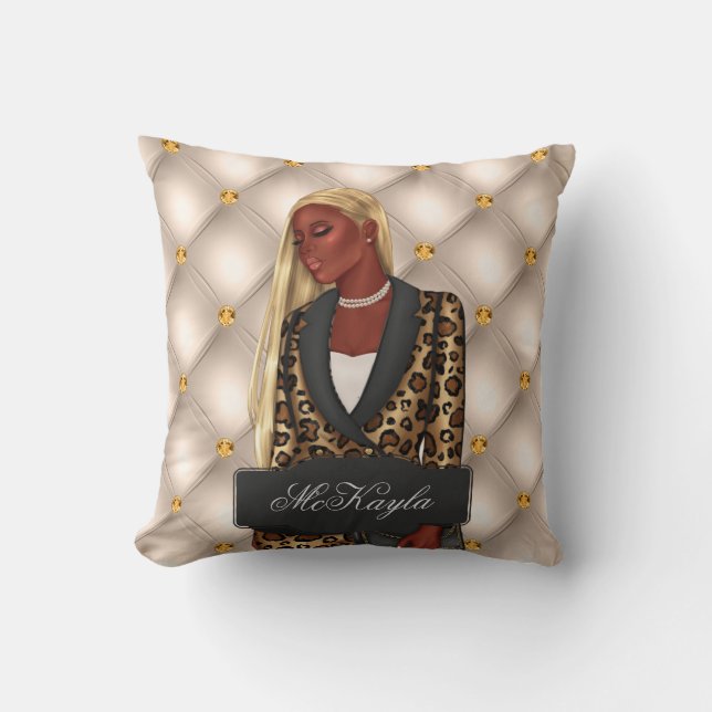 Coussin PDG afro-américain personnalisé Boss Woman Throw (Recto)