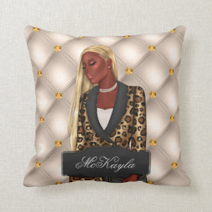 Coussin PDG afro-américain personnalisé Boss Woman Throw