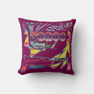 Coussin "Peace" Inspiration rouge jaune sur vin Sud-ouest