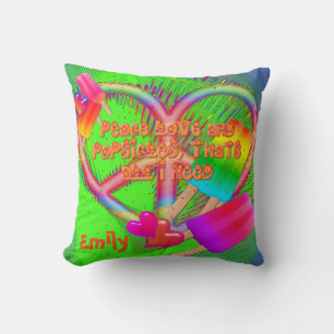 Coussin Peace Love and Popsicles-Sq Thlow Pillow