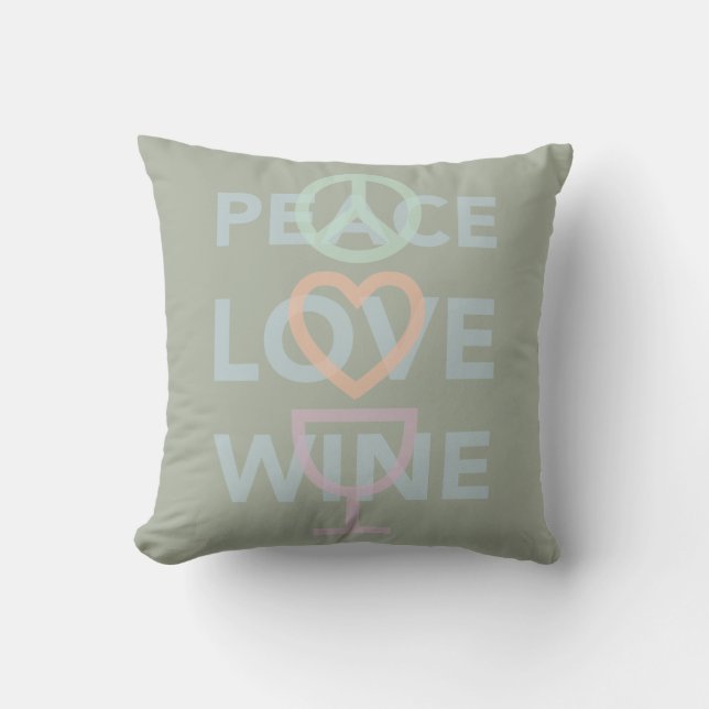 Coussin Peace Love and Wine (Recto)