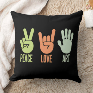Coussin Peace Love Art - Expression créative