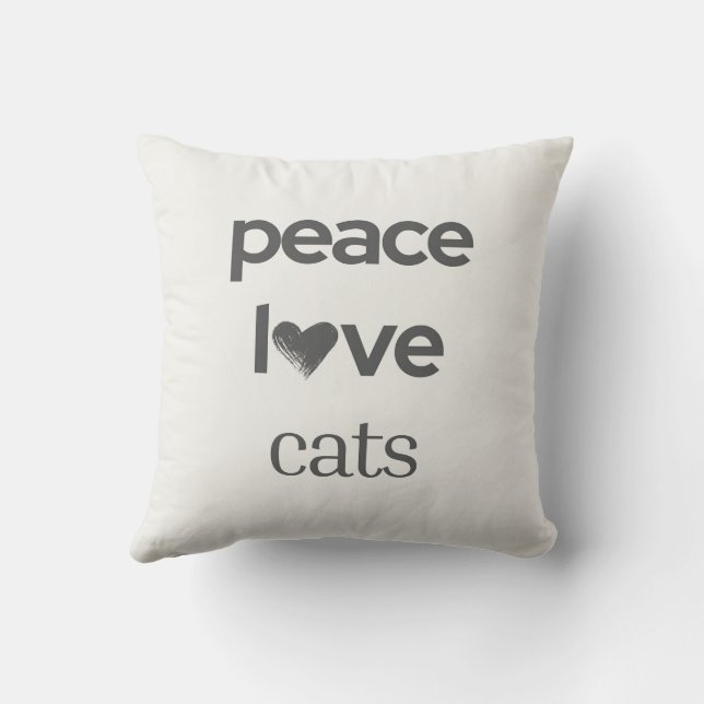 Coussin Peace Love Cats Modern Reversible Graphic Cat Mom  (Verso)