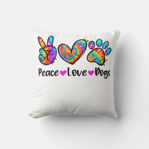 Coussin Peace Love Chiens Tie Dye Chien Paw Chien Maman Mi