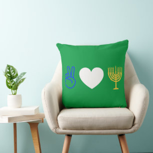 Coussin Peace Love & Hanoukka Throw Pillow