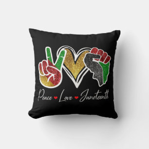 Coussin Peace Love Junetten Black Pride Freedom 4th Of J