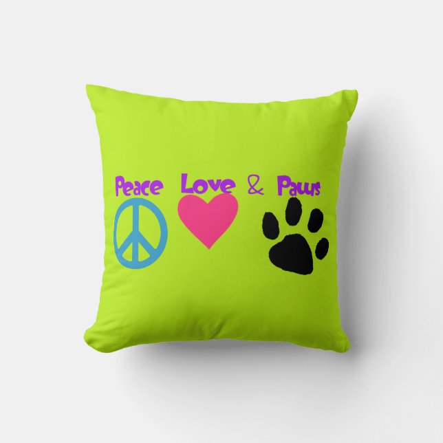 Coussin Peace Love & Paws (Recto)