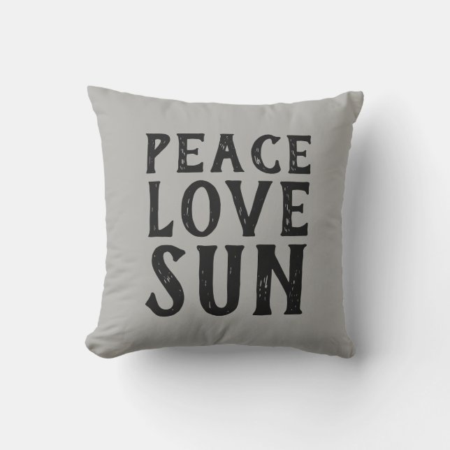 Coussin PEACE LOVE SUN typographie | (Recto)