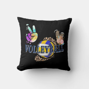 Coussin Peace Love Volleyball Tante Life Maman Grand-mère