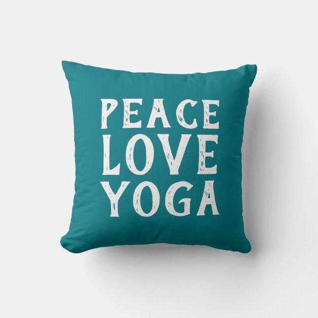 Coussin PEACE LOVE YOGA typographie | (Recto)