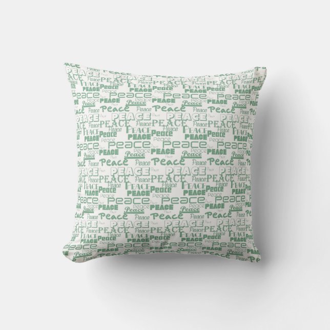 Coussin Peace Word Art Green (Recto)