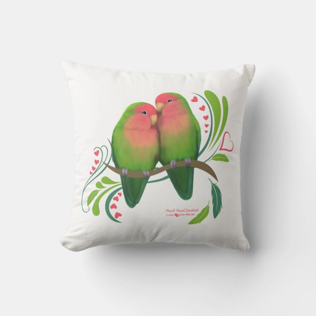 Coussin Peach Faced Inséparables (Recto)