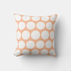 Coussin Peach fuzz orange blanc rétro pois moyens