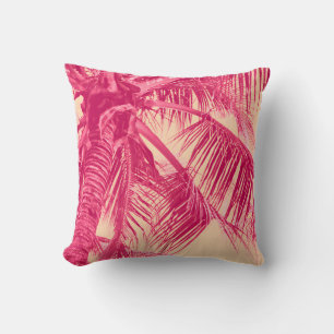 Coussin Peach pastel et palmiers roses