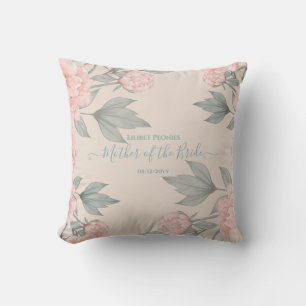 Coussin Peach Peonies Sage Floral Budget Mariage