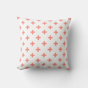Coussin Peach polka croise sur blanc