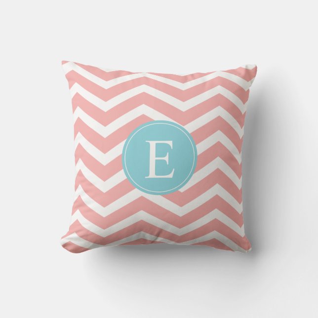 Coussin Peach White Chevron Blue Monogram (Recto)