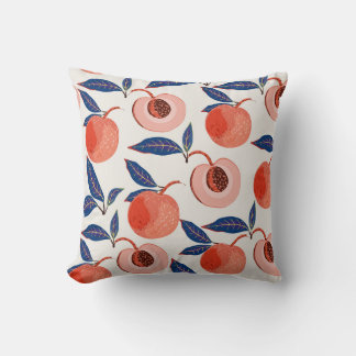 Coussin Peaches Apricot Feuilles Arrière - plan de crème