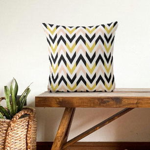 Coussin Peachon rose, noir, or & blanc Trappes Chevron