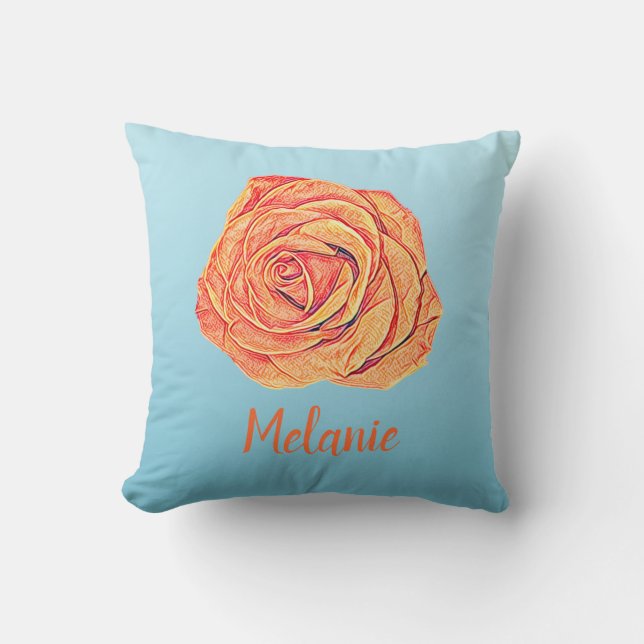 Coussin Peachy Tangerine Rose (Recto)