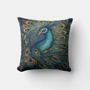 Coussin Peacock Art Nouveau vintage