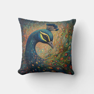 Coussin Peacock Art Nouveau vintage