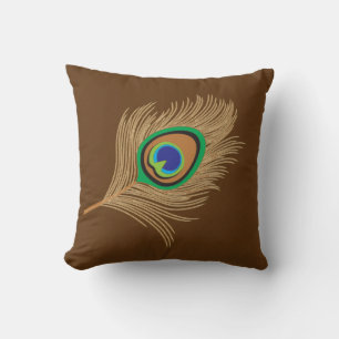 Coussin Peacock Beige sur Chocolat Brown