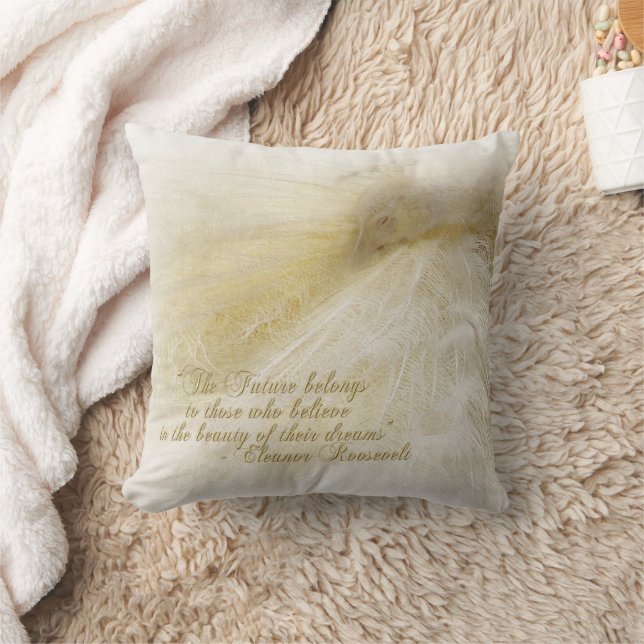 Coussin Peacock Blanc Inspirant (Couverture)