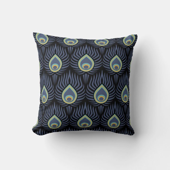 Coussin Peacock Feather : Motif élégant. (Recto)
