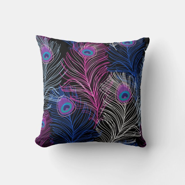 Coussin Peacock Feathk Dark : Gorgeous Design Vintage (Recto)