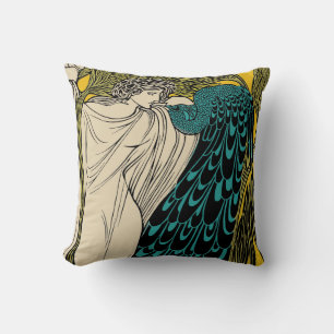 Coussin Peacock Fine Art Bird Nouveau