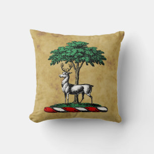 Coussin Peacock héraldique Vintage stylisé sur Couronne C