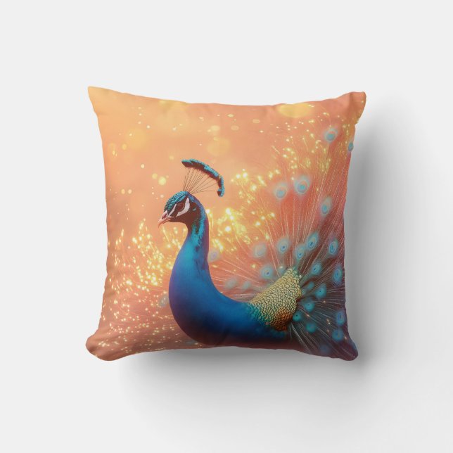 Coussin Peacock Majestic avec Plumage Vibrant (Recto)